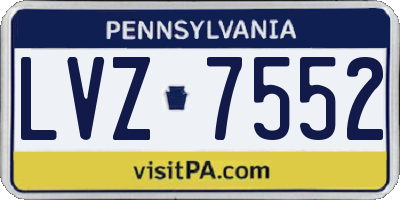 PA license plate LVZ7552