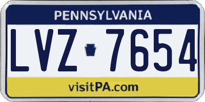 PA license plate LVZ7654