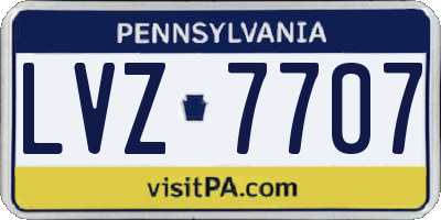 PA license plate LVZ7707