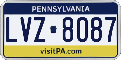 PA license plate LVZ8087