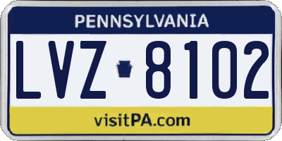 PA license plate LVZ8102