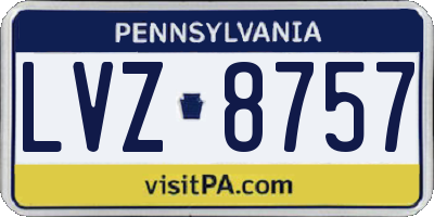 PA license plate LVZ8757