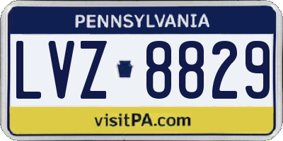 PA license plate LVZ8829