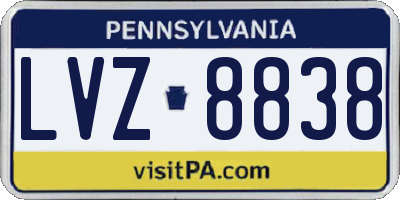 PA license plate LVZ8838