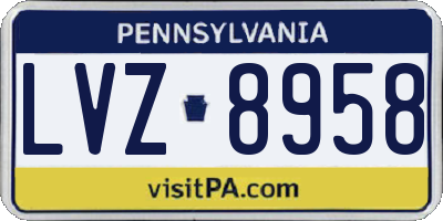 PA license plate LVZ8958
