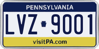 PA license plate LVZ9001