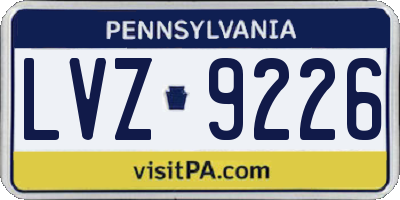 PA license plate LVZ9226