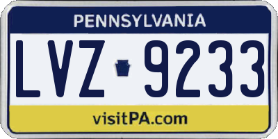 PA license plate LVZ9233