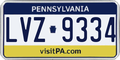 PA license plate LVZ9334