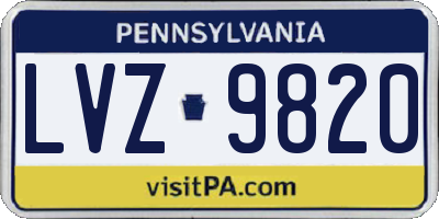PA license plate LVZ9820
