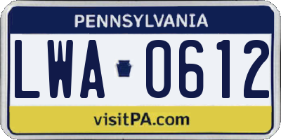 PA license plate LWA0612