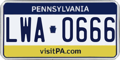 PA license plate LWA0666