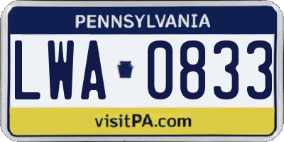 PA license plate LWA0833