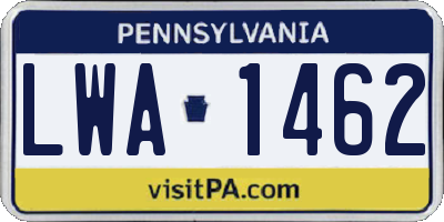 PA license plate LWA1462