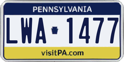 PA license plate LWA1477