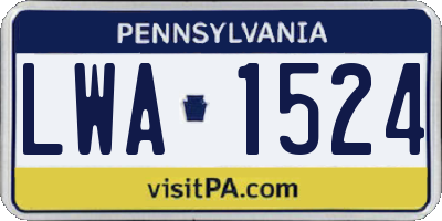 PA license plate LWA1524