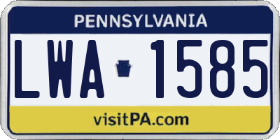 PA license plate LWA1585