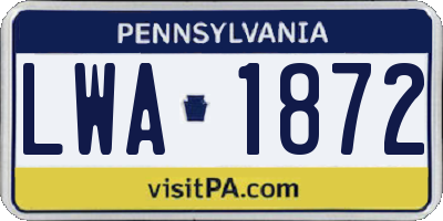PA license plate LWA1872