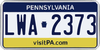 PA license plate LWA2373