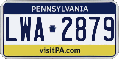 PA license plate LWA2879