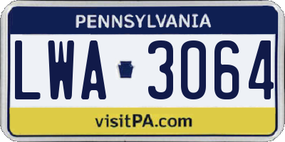 PA license plate LWA3064