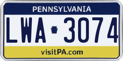 PA license plate LWA3074