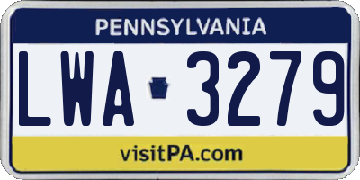 PA license plate LWA3279