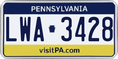 PA license plate LWA3428
