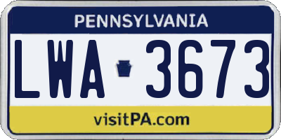 PA license plate LWA3673