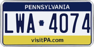 PA license plate LWA4074