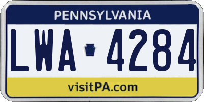PA license plate LWA4284