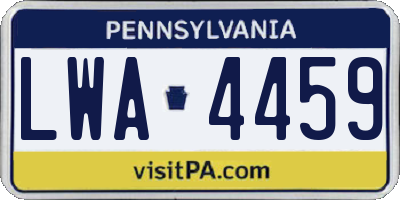 PA license plate LWA4459