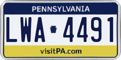 PA license plate LWA4491