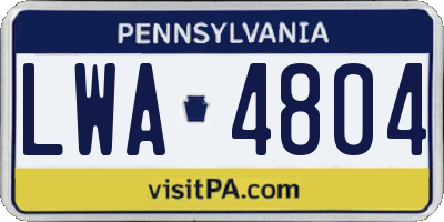 PA license plate LWA4804