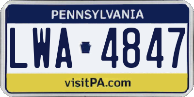 PA license plate LWA4847