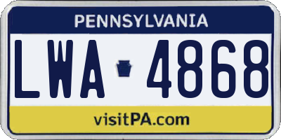 PA license plate LWA4868