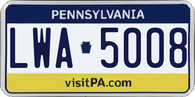 PA license plate LWA5008