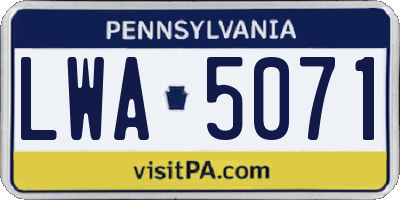 PA license plate LWA5071