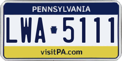 PA license plate LWA5111