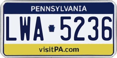 PA license plate LWA5236