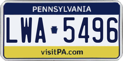 PA license plate LWA5496