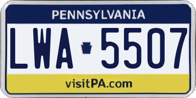 PA license plate LWA5507