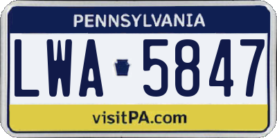 PA license plate LWA5847