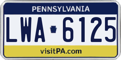 PA license plate LWA6125