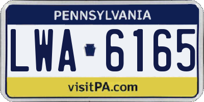 PA license plate LWA6165