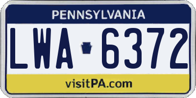 PA license plate LWA6372
