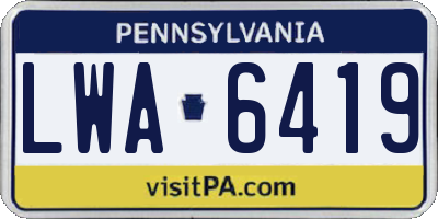 PA license plate LWA6419