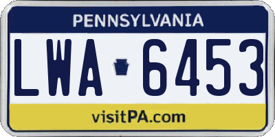 PA license plate LWA6453