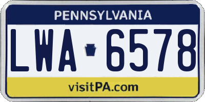 PA license plate LWA6578