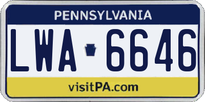 PA license plate LWA6646